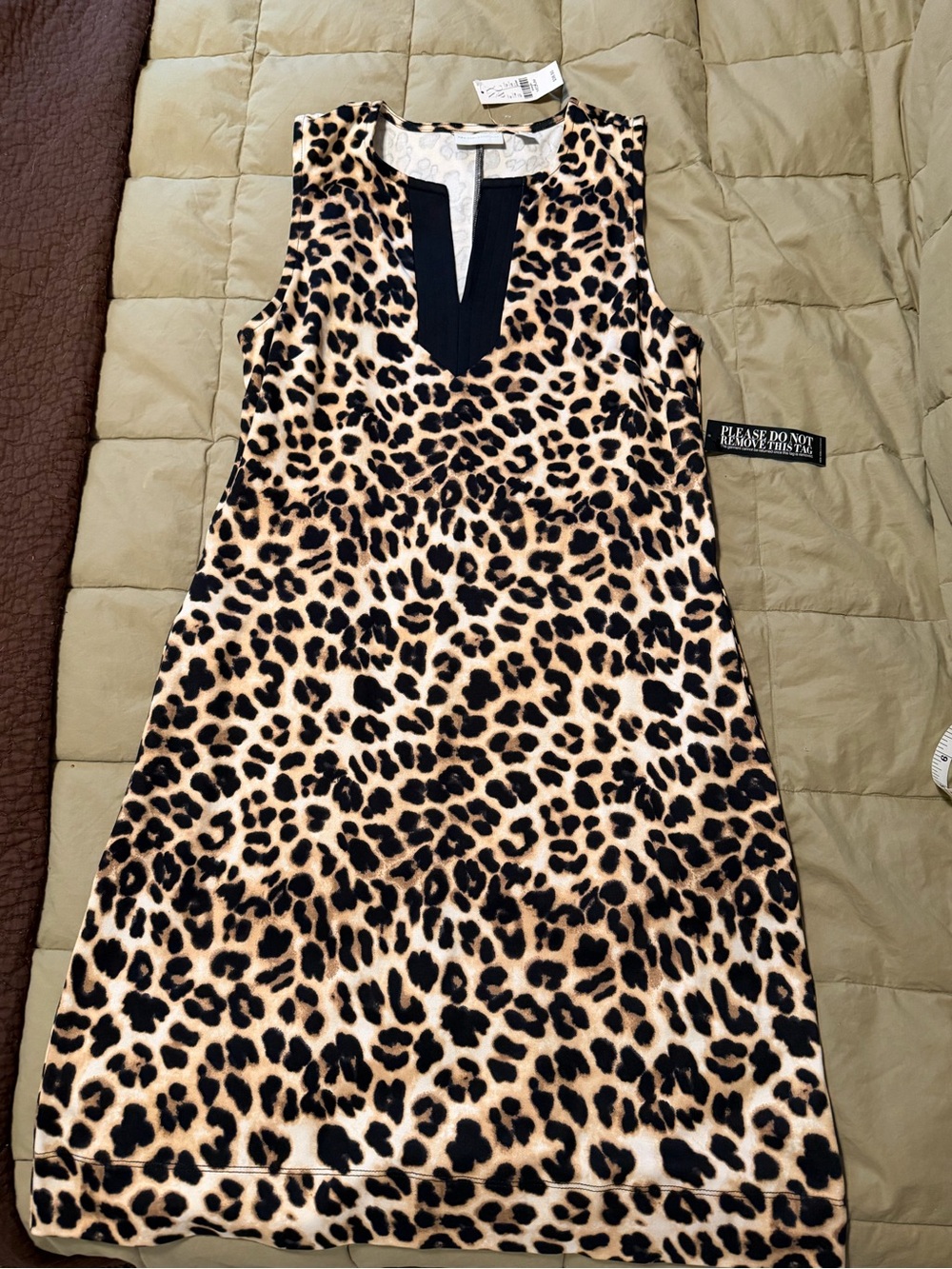 New York & Company Leopard Print Mini Dress - Black & Tan size Medium